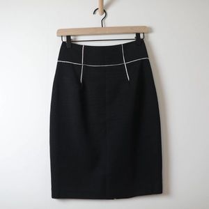 Anthro Yoana Baraschi Black Woven Contrast Trim Pencil Skirt